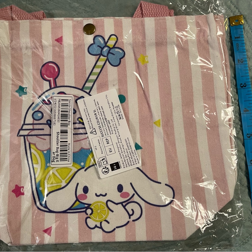 Hello Kitty's friend Cinamaroll Pink Striped Kids Tote Bag